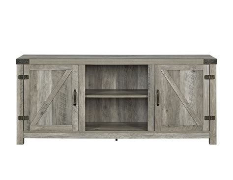 65 Inch TV Stand Rustic Low Profile Media Console Wood Farmhouse Weathered Gray | eBay