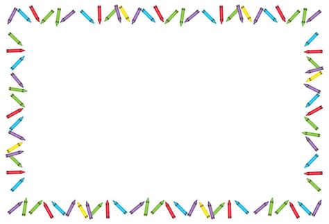 Colorful Crayons Frame Border On White Background Crayons Colorful Vector Illustration