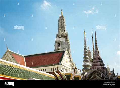 Architectural detail from exterior view of the Buddhist temple, Wat