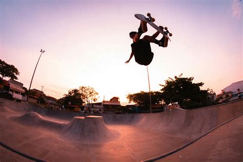 time lapse photography  man  skateboard trick  stock photo