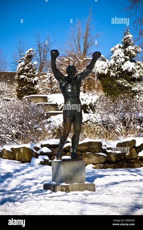 2000s ROCKY STATUE PHILADELPHIA MUSEUM OF ART IN WINTER SNOW ...