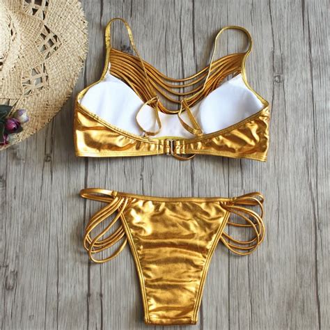 New Customized Bikini Sexy Metal Hot Fabric Girls Two Piece Swimwear Bikini Buy Swimwear