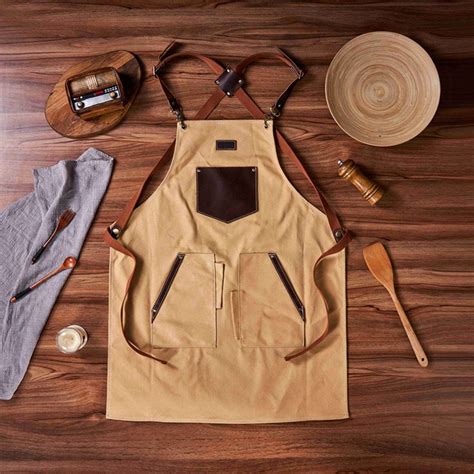 Personalized Canvas Leather Apron Butcher Apron Barista Apron Restaura