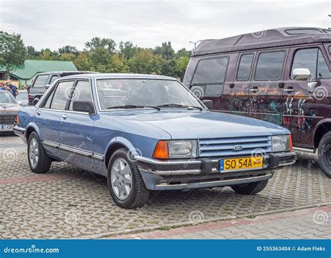 Elegant Old Classic Blue Sedan Car Ford Granada 23 Parked Editorial