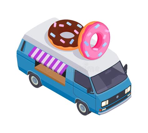 Donuts Food Truck Composition Stock Vector Illustration Of Vehicle