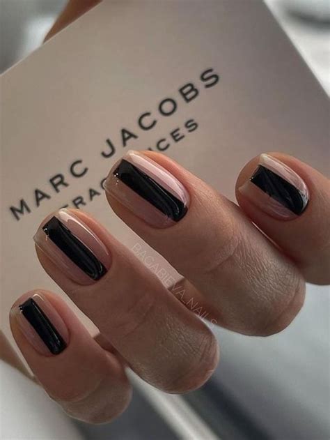 Nude and black nails acrylic Маникюр Ногти Дизайн