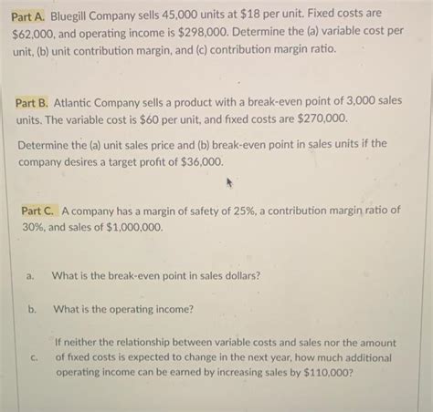 Solved Part A Bluegill Company Sells 45 000 Units At 18 Chegg