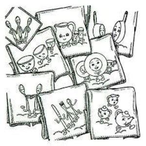 Animated Dish Motifs Aunt Martha S 3528 Vintage Embroidery Hot Iron Transfer Pattern Etsy