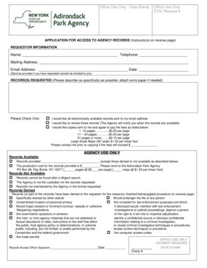 Fillable Online Apa Ny Application For Access To Records Adirondack