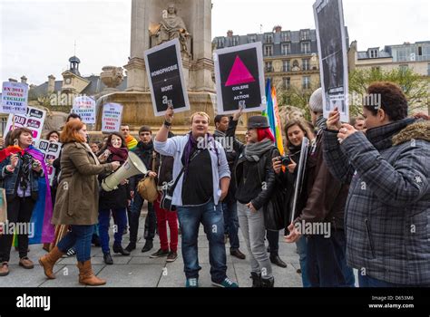 Paris France LGBT Activism Groups Demonstrating In Support Of The Gay Marriage Equal Rights