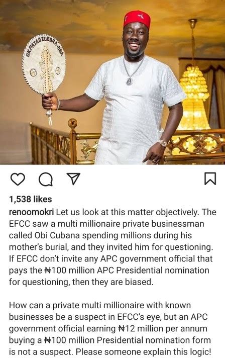 Reno Omokri Reacts To ₦100 Million Apc Nomination Form Carpets Efcc