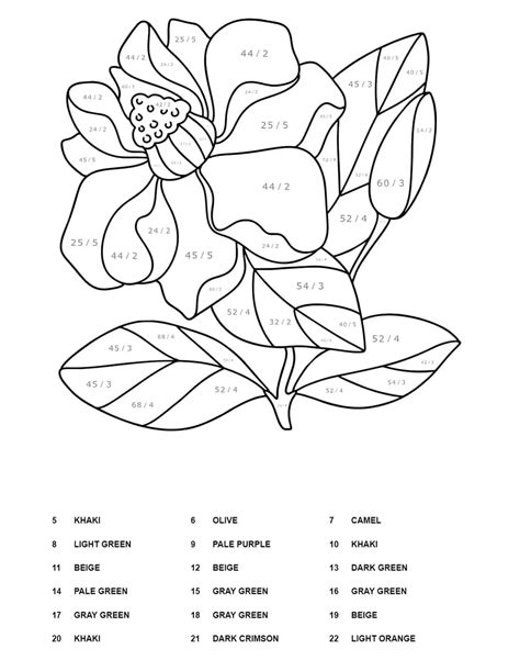Division Color by Number Coloring Page