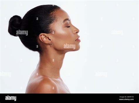 Black Woman Facial Profile And Beauty In Studio Isolated White