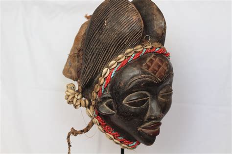 Vintage Punu Tribe Maskokuyi Face Maskgabon Punu Mask With Cowrie