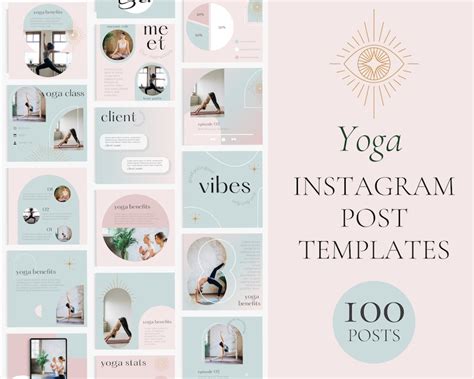 Yoga Instagram Post Templates Wellness Social Media Posts Etsy