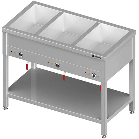 Stalgast Bain Marie Standgerät mit separaten Becken für 3x GN1