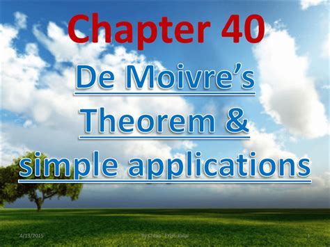 Applications of De Moivre`s theorem