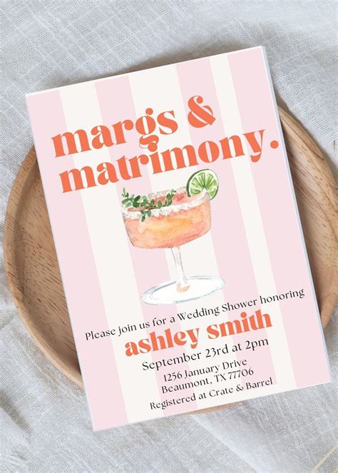 Margs And Matrimony Wedding Shower Invite Margarita Wedding Shower