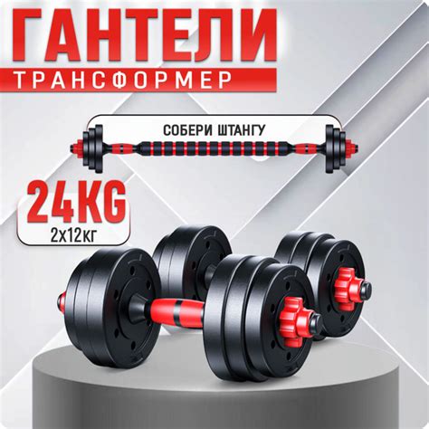 Гантели СпортLife разборные для фитнеса + штанга, 2 шт. по 12 кг ...