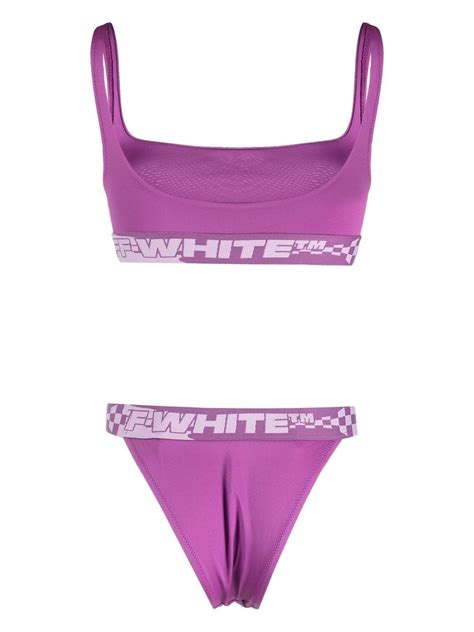 Off White Logo Tape Bikini Pink Farfetch Hk