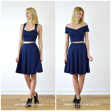 Skater Skirt High Waisted Floaty Skater Skirt In Navy Blue Etsy