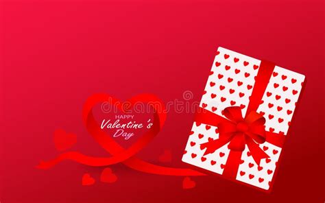 Feliz Día De San Valentín Con Caja De Regalo Y Corazón Vector Stock de