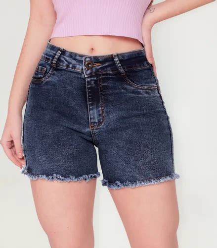 Short Bermuda Jeans Levanta Bumbum Hot Pants Lycra Modelador MercadoLivre
