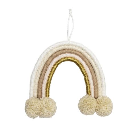 Enfeite Arco íris Macramê Pompom Nude Cola e Decora Decoração Infantil