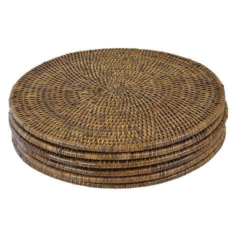 Savannah Rattan Round Table Placemat Set Of 6 Tobacco