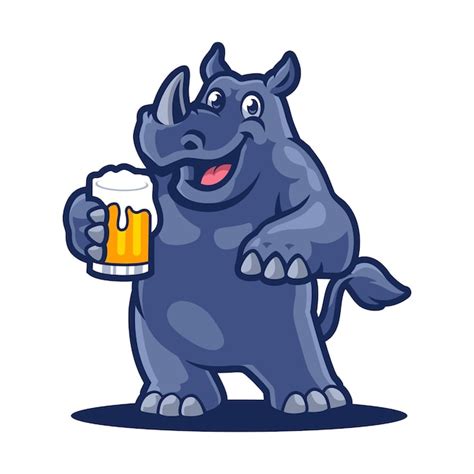 Premium Vector | Rhinoceros cartoon character mascot design