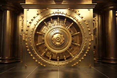 Premium Photo A Large Gold Vault Door