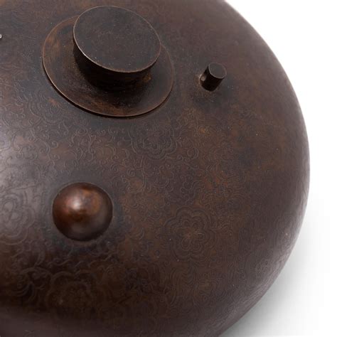Chinese Brass Hot Water Bottle With Floral Relief Pattern For Sale At 1stDibs