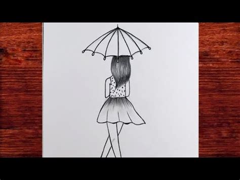 Kolay Semsiyeli Kiz Cizimi Drawing Girl With Umbrella Adim Adim