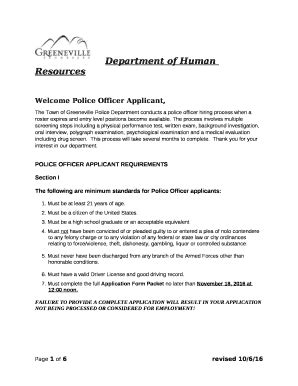 Welcome Police Officer Applicant Doc Template Pdffiller