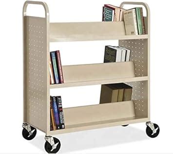 Library Double Sided Book Trolley Mobile Steel Book Cart For Sale