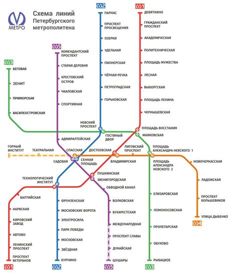 Карта метро Санкт Петербурга с достопримечательностями