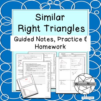 Geometric Mean In Right Triangles Guided Notes Practice Homework