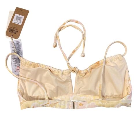 Billabong Swim Nwt Billabong Make You Mine Yellow Floral Bikini Top