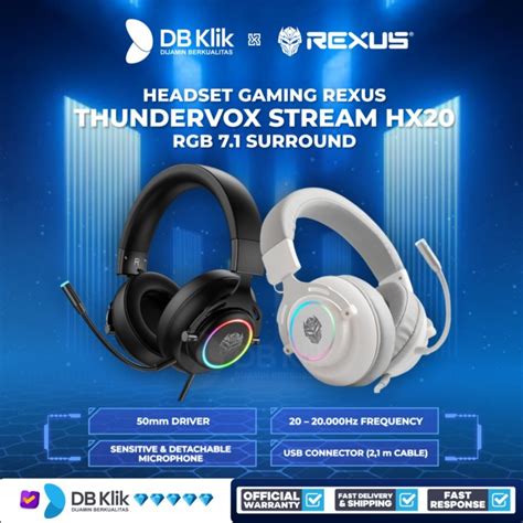 Jual Headset Gaming Rexus Thundervox Stream HX20 RGB 7 1 Surround USB Wired