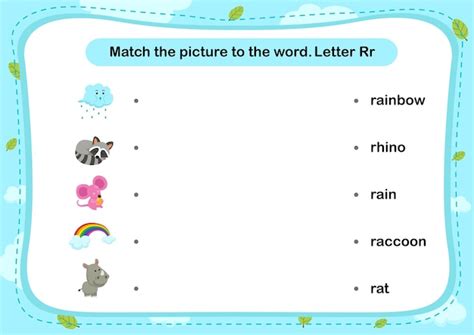 Premium Vector Match Words With The Correct Pictures Letter R