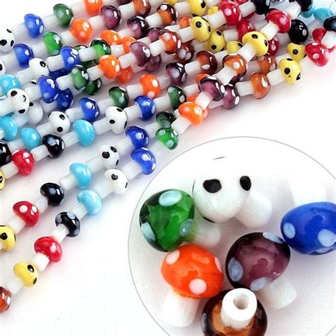 Mushroom Beads Glass Mushrooms Lampwork Beads Lampwork Etsy