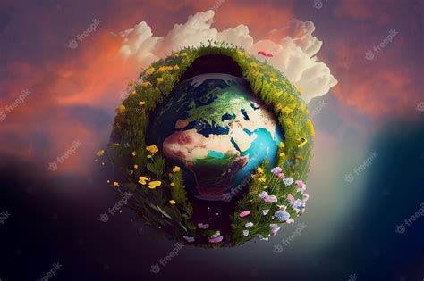 Premium Photo Beautiful Planet Earth Made Of Flowers And Sprouting