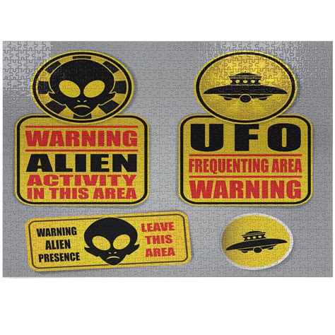 Ambesonne Outer Space Jigsaw Puzzle, Warning Alien Danger, Heirloom