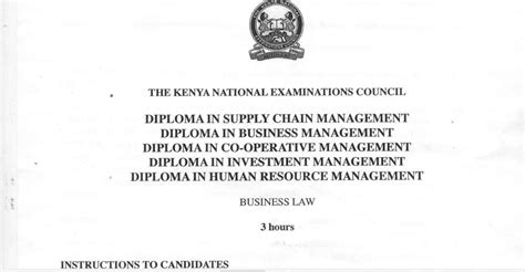 Combined Business Law Past Papers Knec Diploma Pdf Ebooks