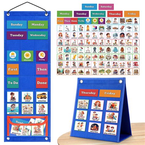 Buy Visual Schedule for Kids Chore Chart，103 Daily Schedule Board Routine Pocket Chart Cards for