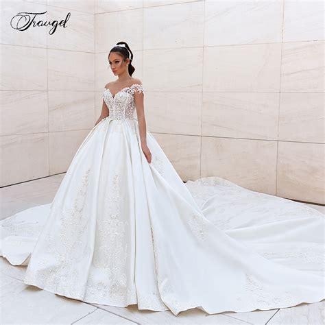 Fashion Bow Wedding Dress 2022 Elegant Appliques One Shoulder Split A