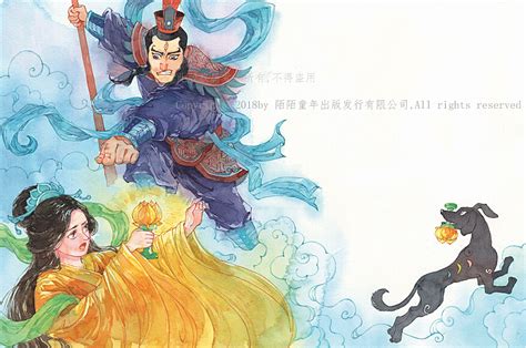 中国神话故事之《嫦娥奔月》《沉香救母》 插画 绘本 Emmiliu 原创作品 站酷zcool