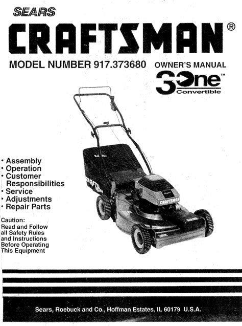 Craftsman 917373680 User Manual LAWN MOWER Manuals And Guides L0805376