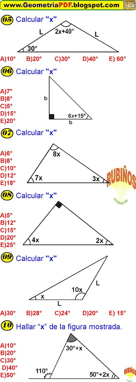 TriÁngulos Propiedades Fundamentales Ejercicios Resueltos En Pdf