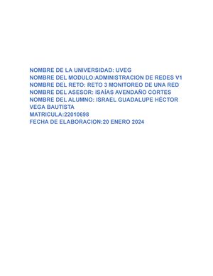 Reto Monitoreo De Una Red Nombre De La Universidad Uveg Nombre Del